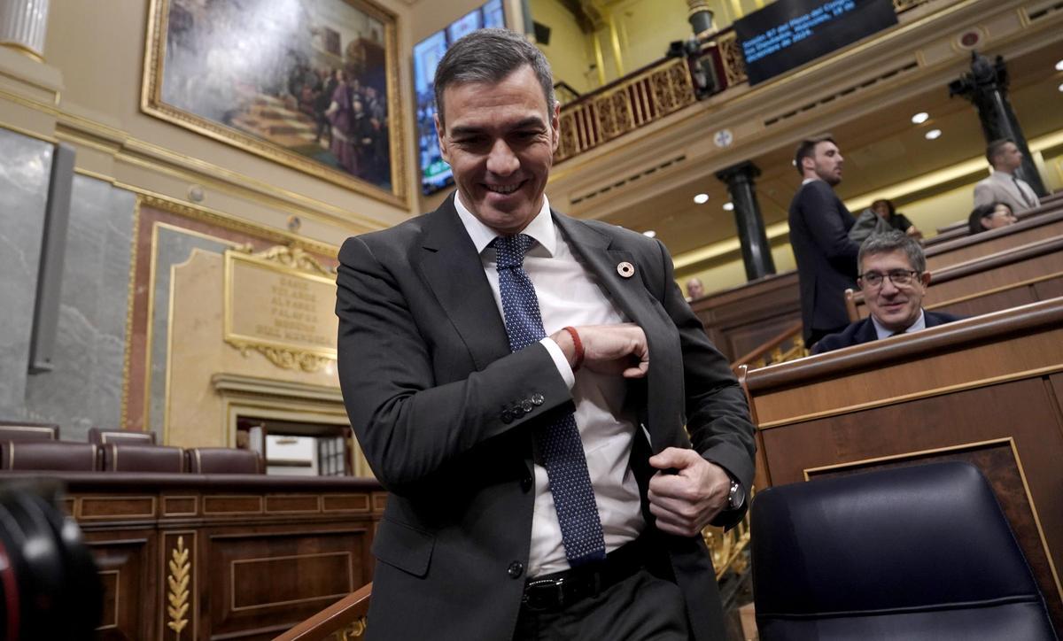 Pedro Sánchez en la sesión de control al Gobierno en el Congreso.