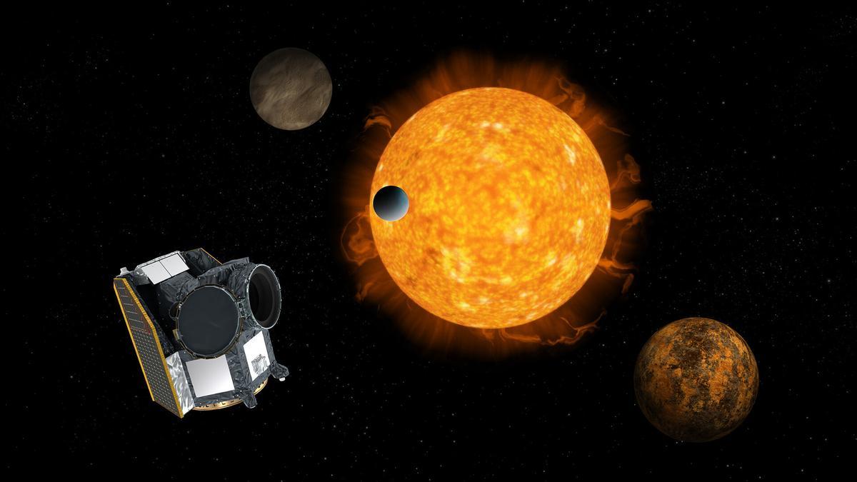 Imatge de l'Agència Espacial Europea que mostra el satèl·lit Cheops (CHaracterising ExOPlanet Satellite)