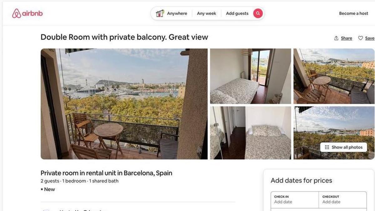 L'anunci d'Airbnb.