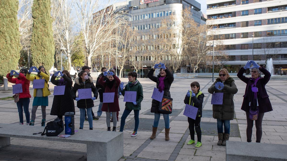 Manifestantes ante la Delegación de la Junta en Zamora. 