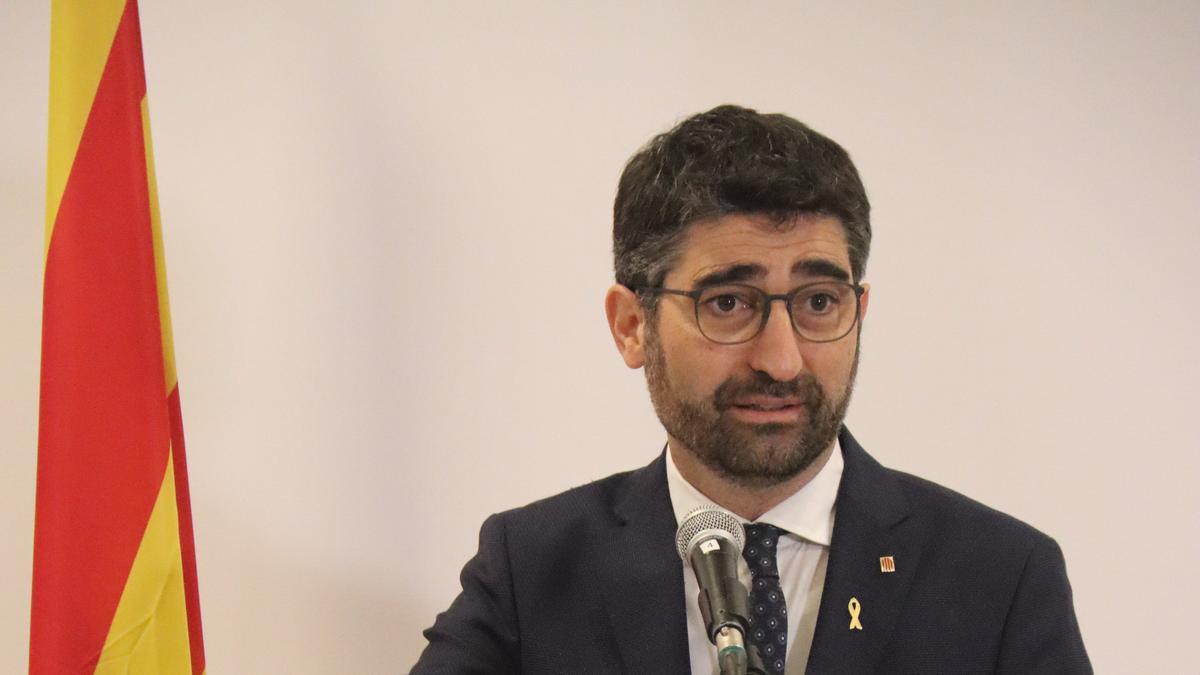 El vicepresident del Govern i conseller de Polítiques Digitals i Territori, Jordi Puigneró, durant la presentació de l&#039;Àrea 5G Alt Pirineu a Organyà