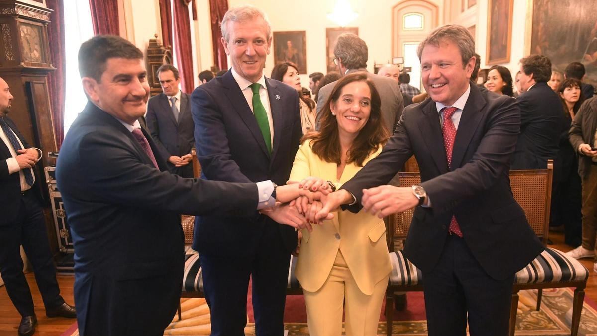 El delegado del Gobierno, Pedro Blanco, con Rueda, Rey y Santano.