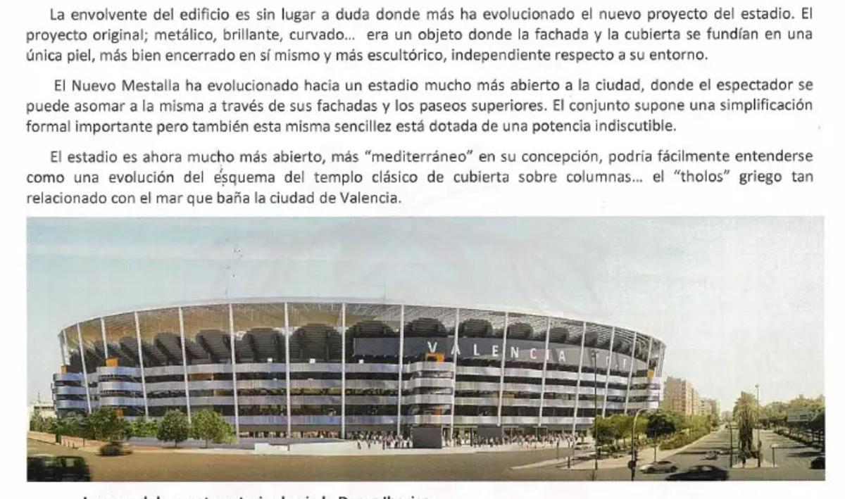 Justificación del Valencia CF al cambio de proyecto de fachada