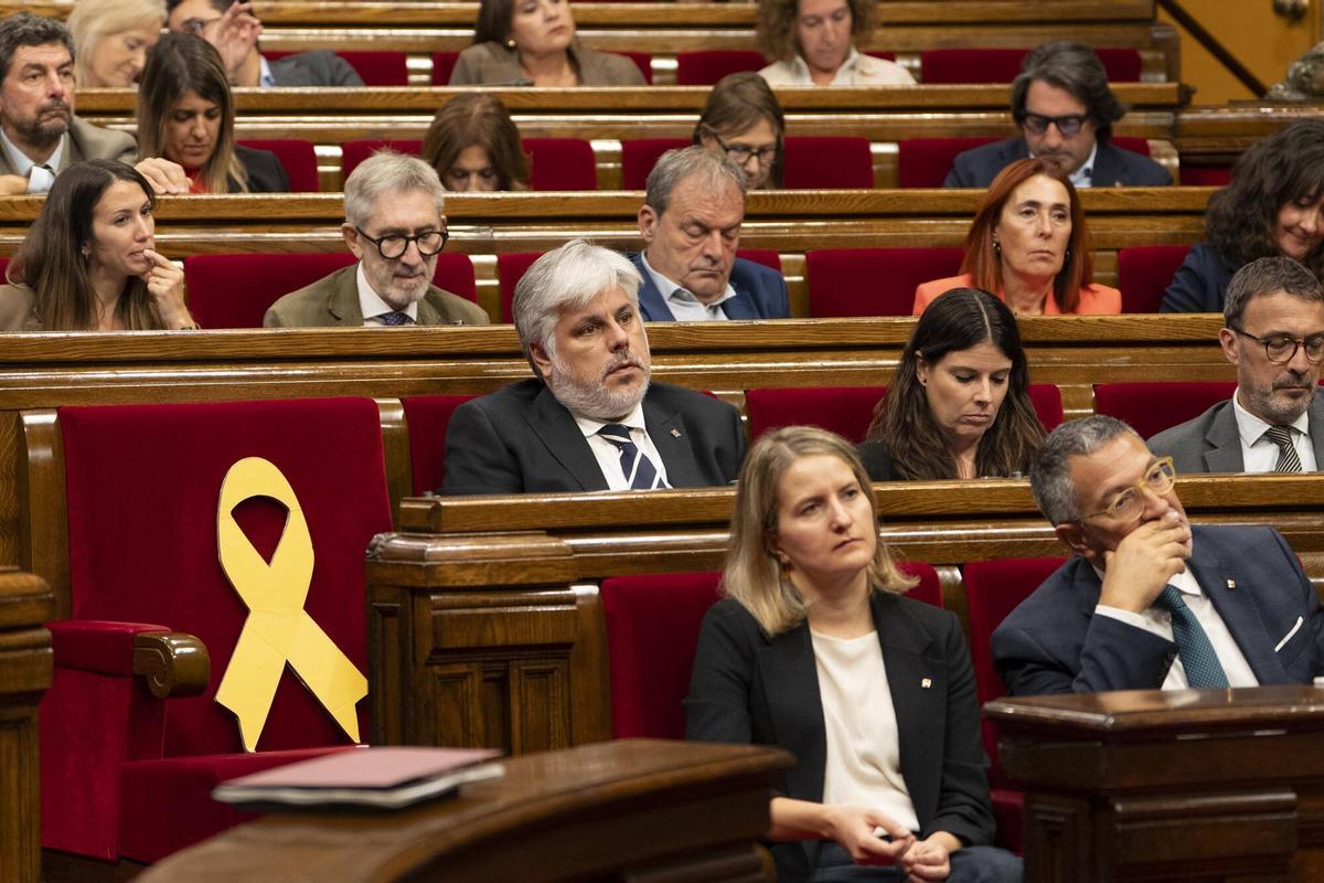 Barcelona 07/10/2025 Sesión de control en el Parlament de Catalunya con la intervención del president de la Generalitat, Salvador Illa En la foto, grupo de Junts Albert Batet Fotografia de Ferran Nadeu