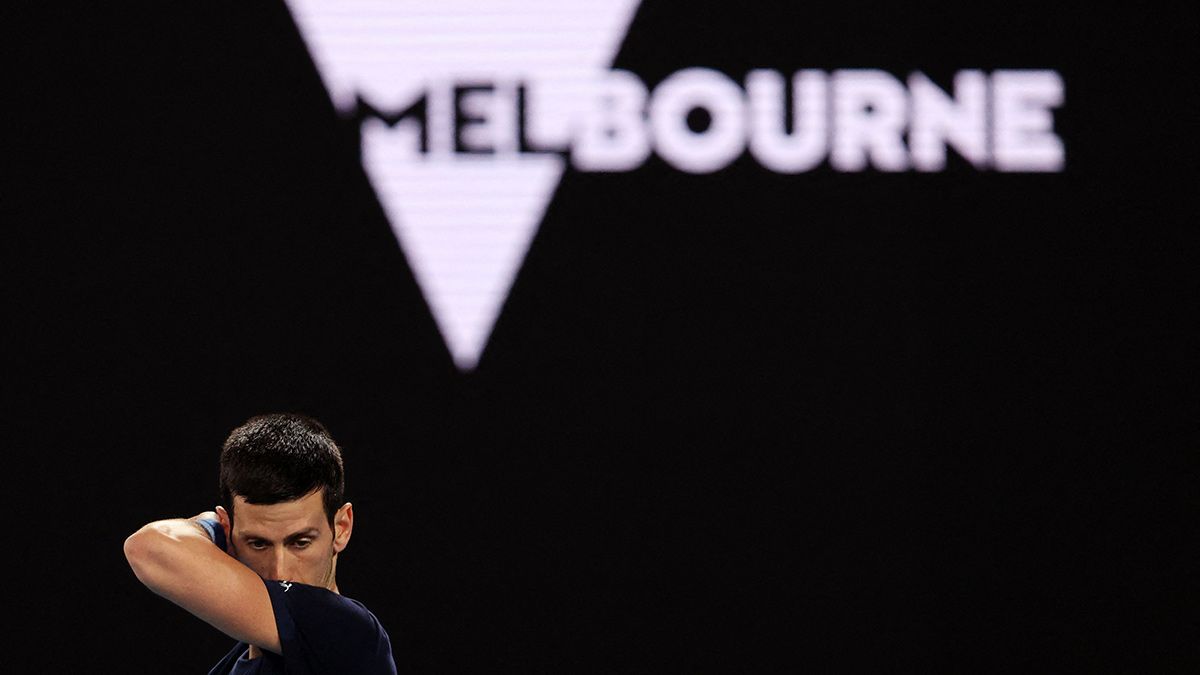 Djokovic entrenando hoy en Melbourne