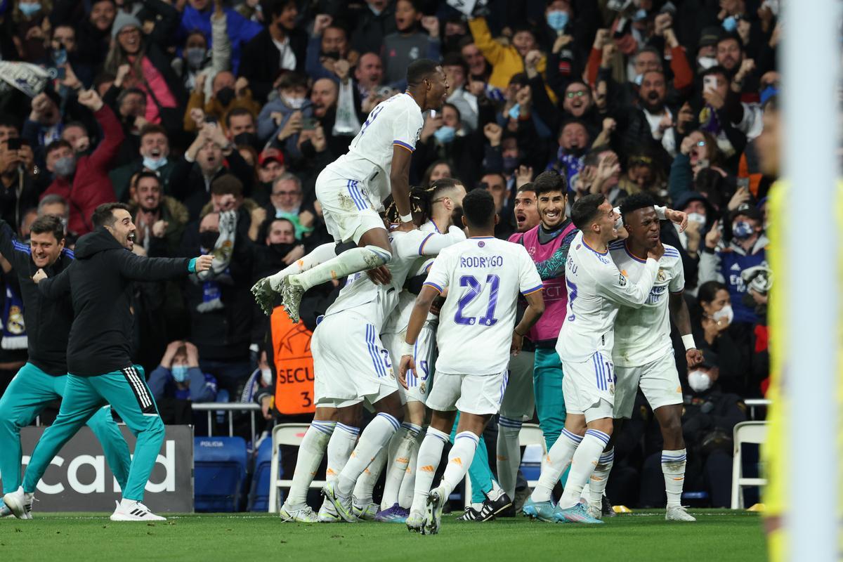 Los jugadores del Real Madrid celebran la remontada de la temporada pasada ante el Chelsea.