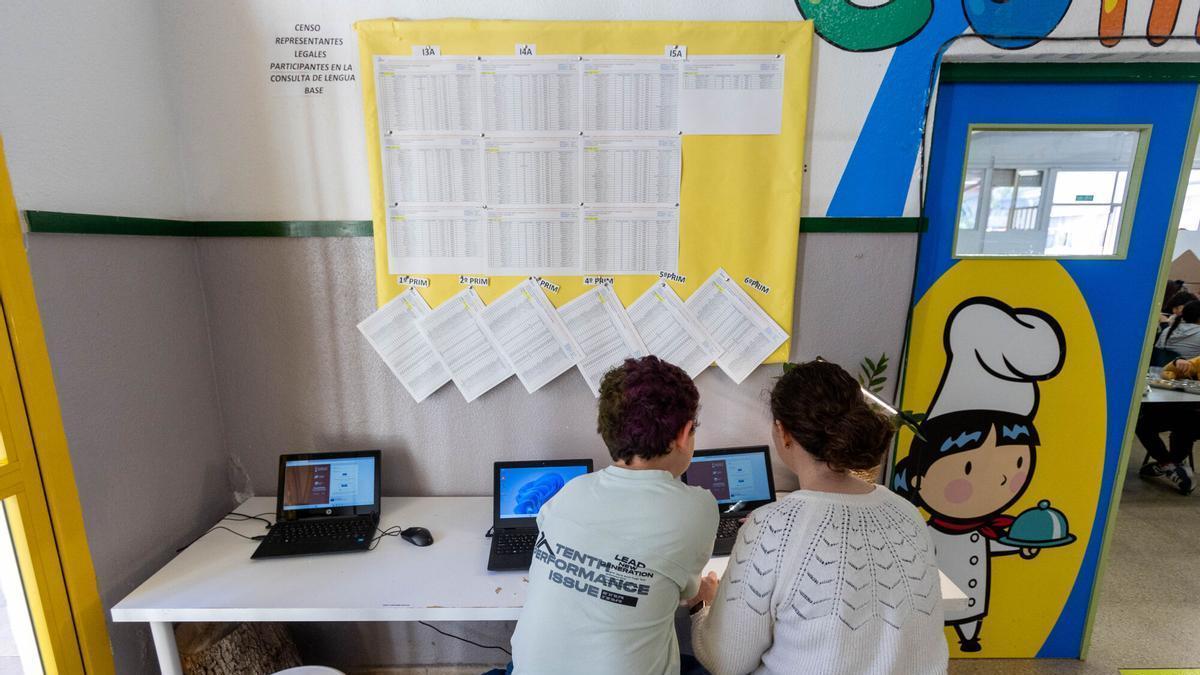 votacion de la lengua - elecciones - censo - colegio El Palmeral - Alicante
