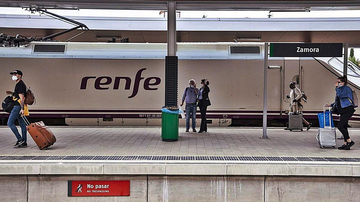 Un Alvia detenido en la estación de tren de Zamora. | Emilio Fraile