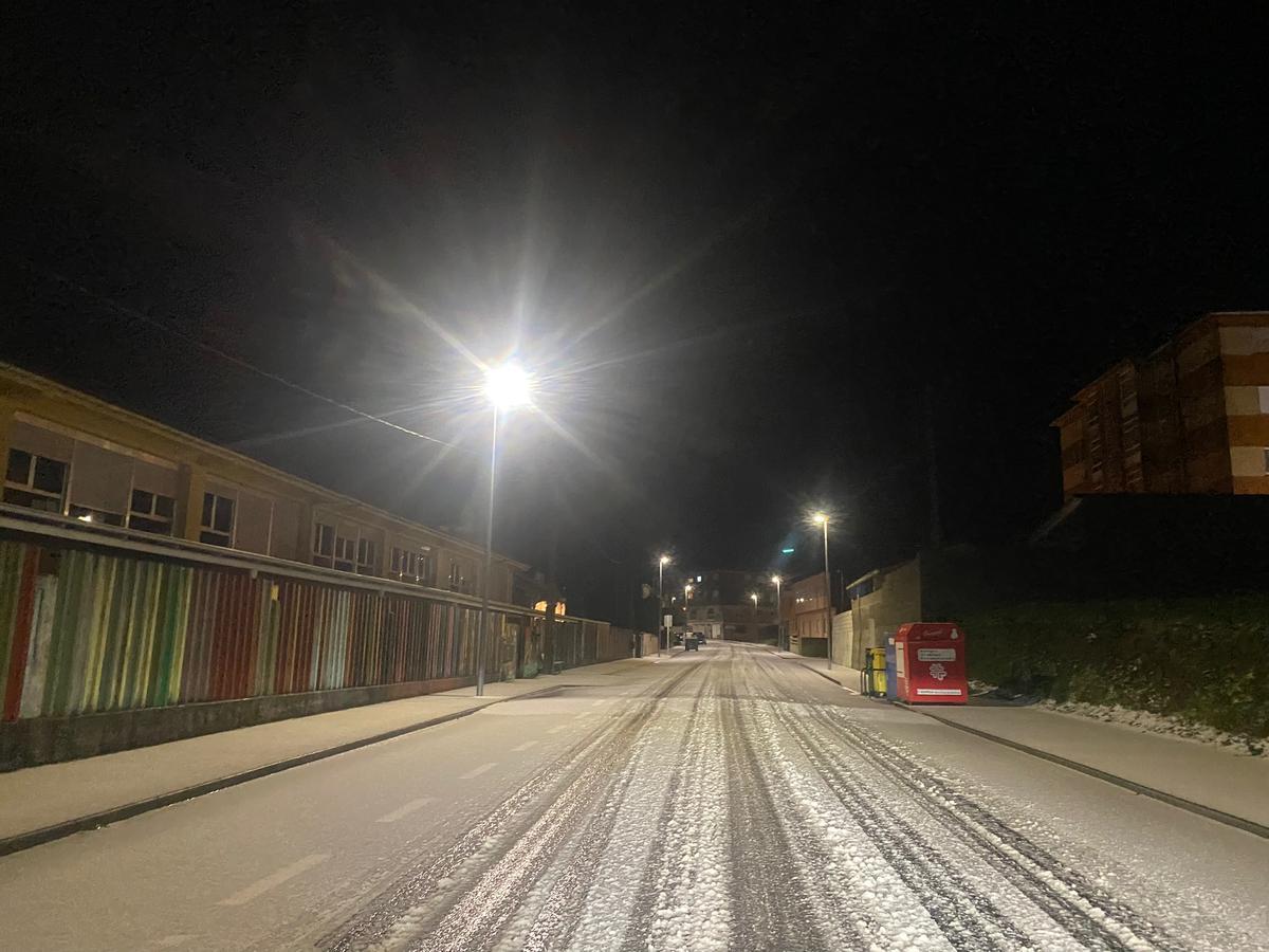 Una calle de Curtis, nevada anoche.