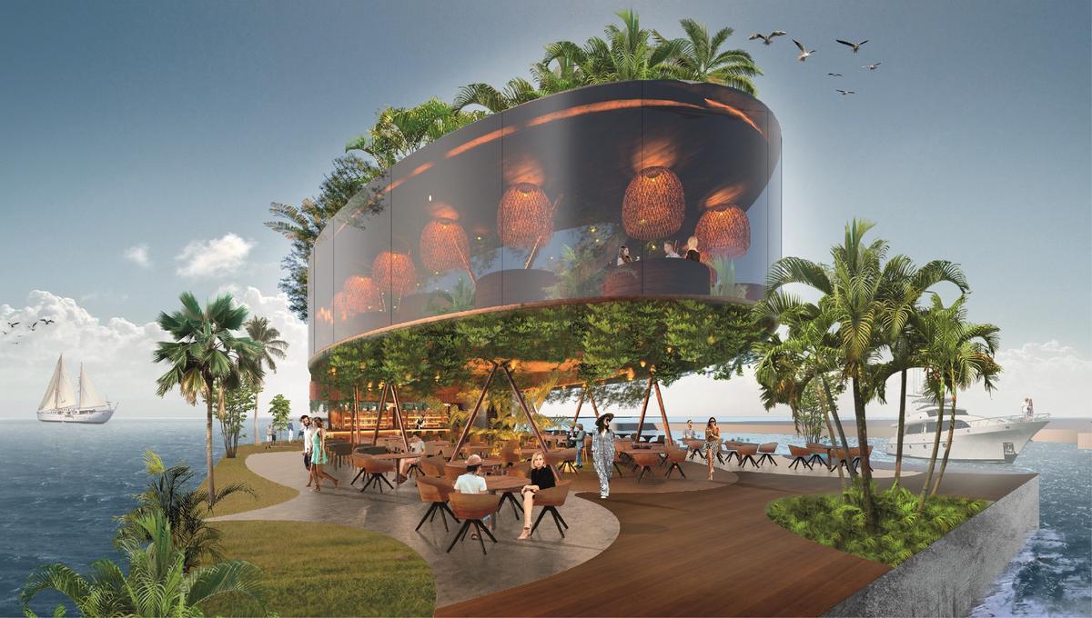 Así será el diseño del restaurante de la isla artificial del puerto de Alicante.