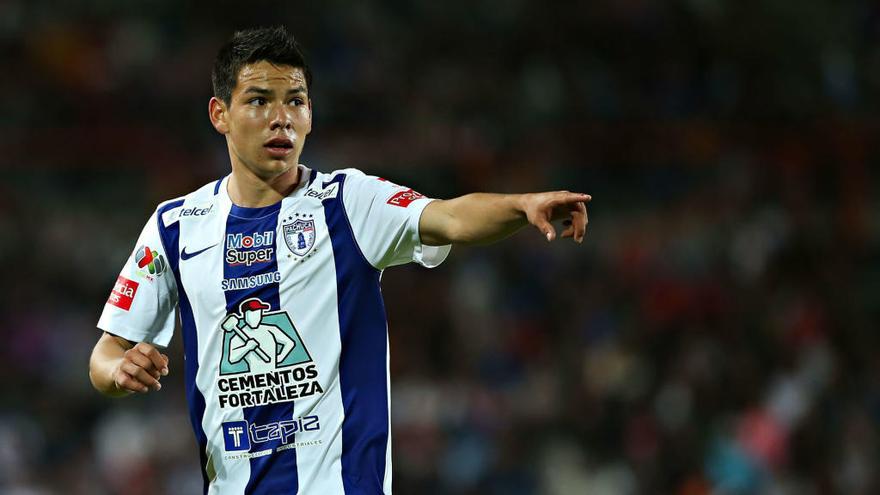 Hirving Lozano, tras marcar un gol con el Pachuca. // FDV