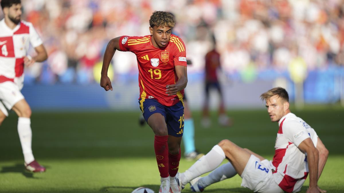 Lamine Yamal, en el partido ante Croacia