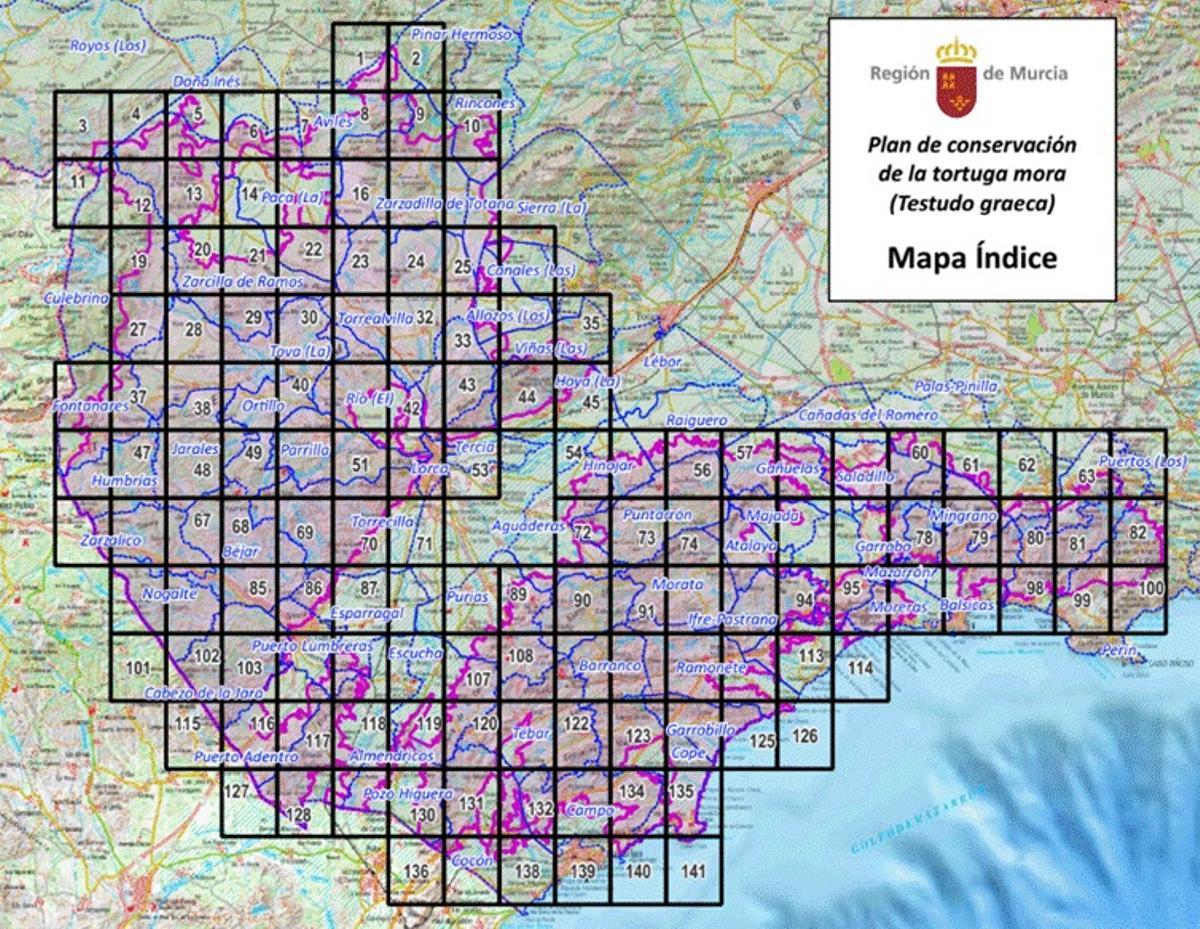 Mapa de aplicación del Plan de conservación de la Tortuga Mora.