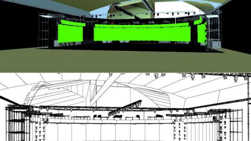 Proyecto del montaje del escenario que se instala en el recinto ferial para la gala de las guardianas.