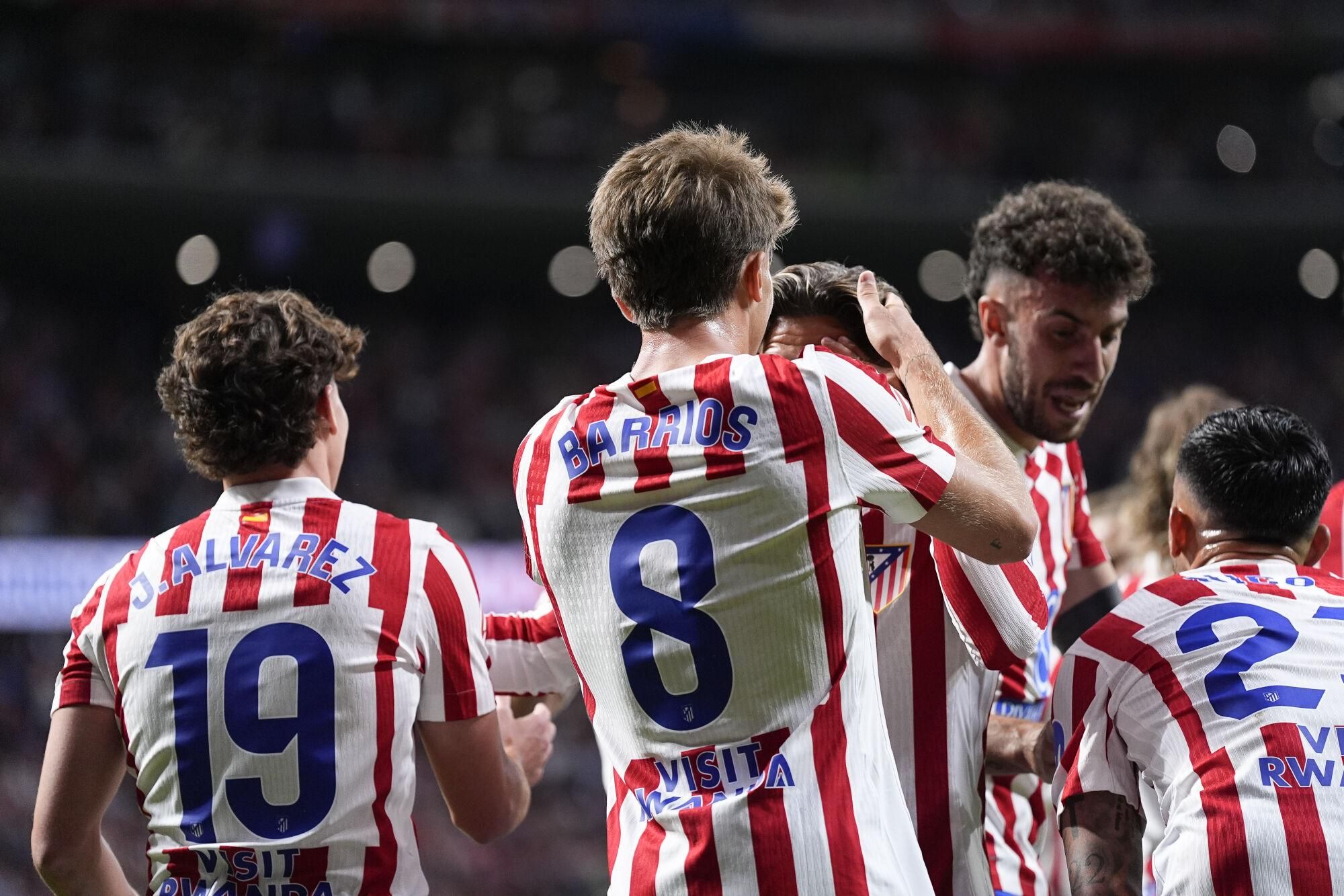 Pablo Barrios of Atletico de Madrid celebrates a goal during the Spanish League, LaLiga EA Sports, football match played between Atletico de Madrid and Villarreal CF at Riyadh Air Metropolitano stadium on September 13, 2025, in Madrid, Spain. AFP7 13/09/2025 ONLY FOR USE IN SPAIN. Oscar J. Barroso / AFP7 / Europa Press;2025;SOCCER;SPAIN;SPORT;ZSOCCER;ZSPORT;Atletico de Madrid v Villarreal CF - LaLiga EA Sports