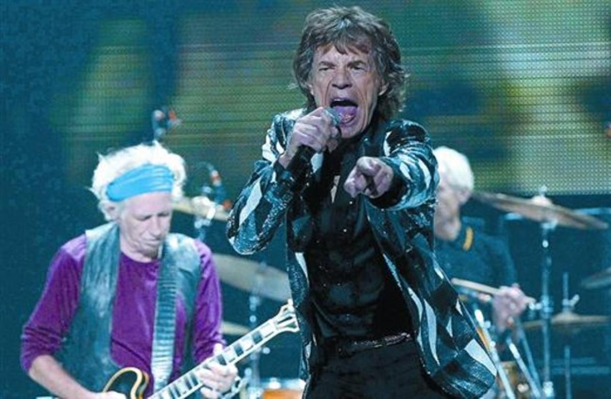 Keith Richards (esquerra) i Mick Jagger, al concert inaugural de ’50 & Counting Tour’, a Los Angeles.