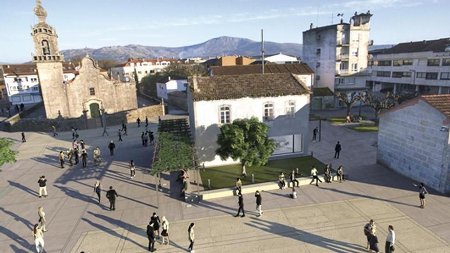 Fotomontaje de la Plaza Pintor Antonio Fernández de Goián tras la humanización que plantea el Concello.
