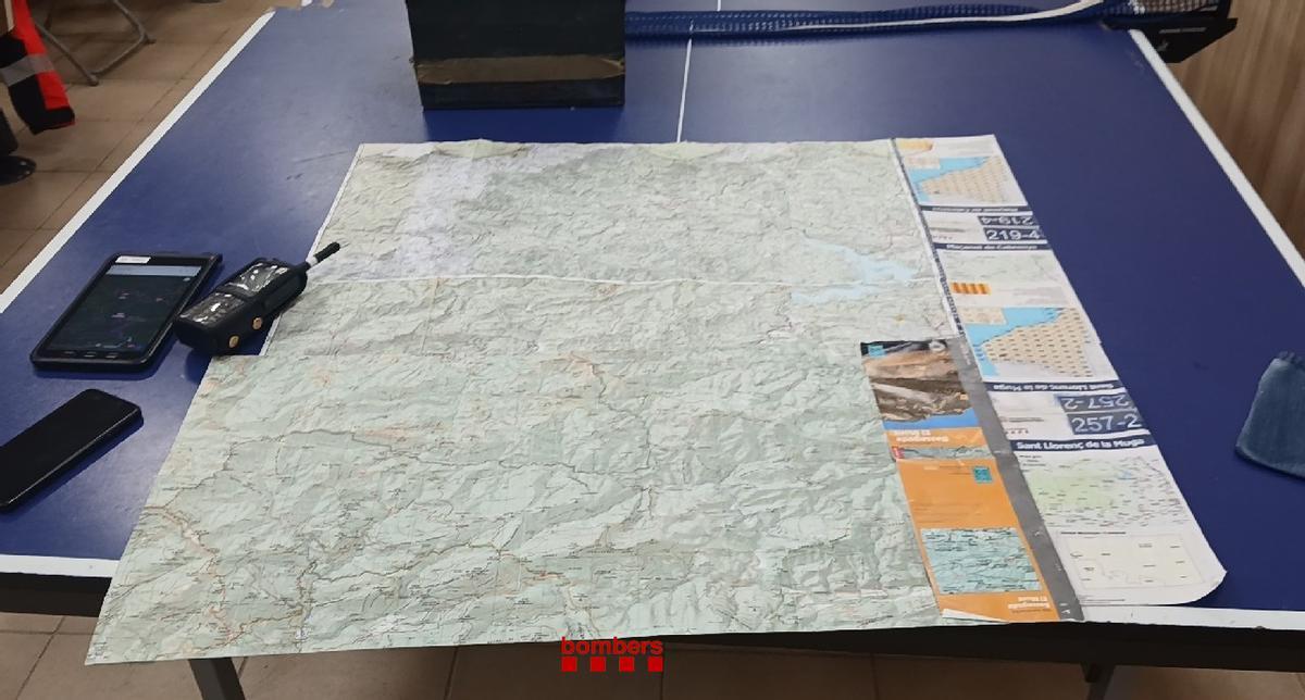 El mapa de la zona de la recerca d'Albanyà.