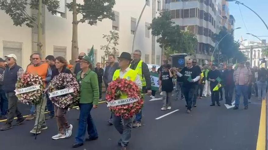 Cientos de trabajadores del sector primario tinerfeño toman las calles de Santa Cruz de Tenerife