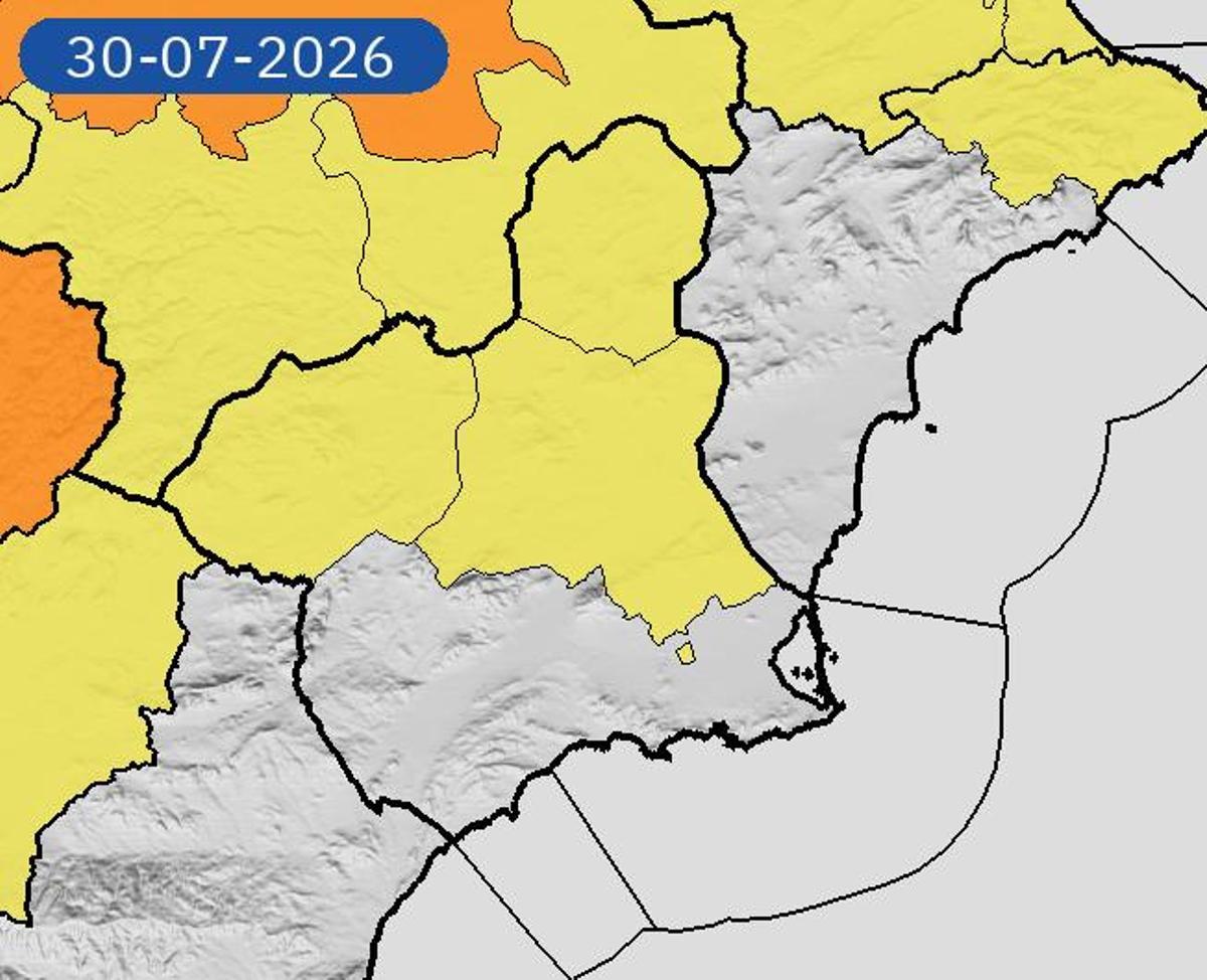 Mapa de avisos para este jueves.
