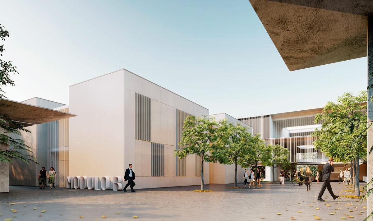 Espacio de encuentro entre los edificios de la Facultad de Filosofía y Letras.