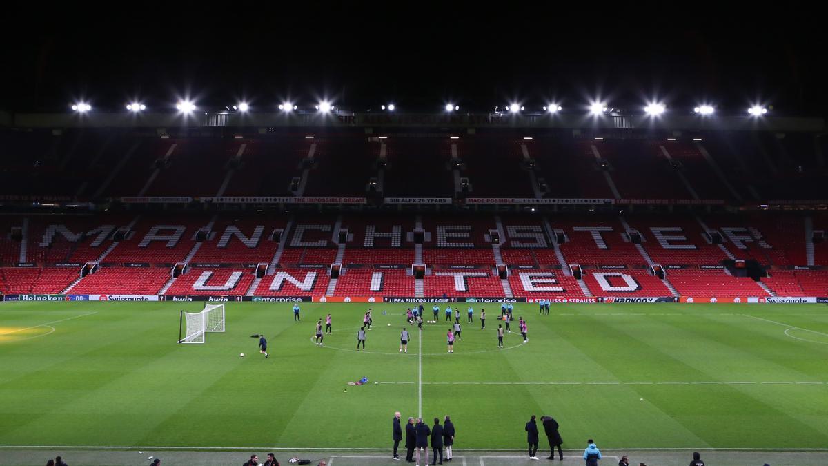 El entrenamiento del Barça en Old Trafford, previo al duelo de Europa League con el Manchester United.