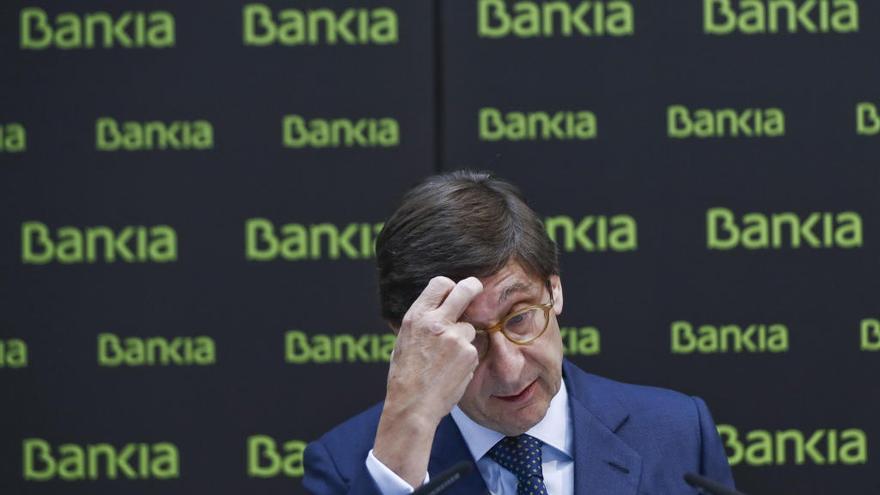 El presidente de Bankia, José Ignacio Goirigolzarri, durante la presentación en Madrid del acuerdo de fusión alcanzado entre la entidad que preside y BMN