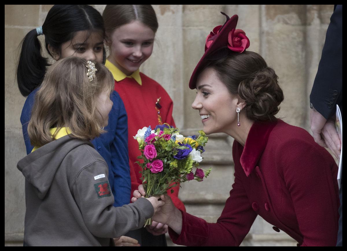 09/03/2020. London, United Kingdom: The Duchess of Cambridge leaving the Commonwealth Day Service at Westminster Abbey in London. (Stephen Lock / i-Images / Contacto) 09/03/2020 ONLY FOR USE IN SPAIN 09/03/2020. London, United Kingdom: The Duchess of Cambridge leaving the Commonwealth Day Service at Westminster Abbey in London. (Stephen Lock / i-Images / Contacto) / Stephen Lock;# ROYALS;queen;elizabeth;kate;middleton;princess;catherine;duke;duchess;cambridge;prince;harry;william;meghan;markle;charles;#EDT;ROY;Commonwealth Day