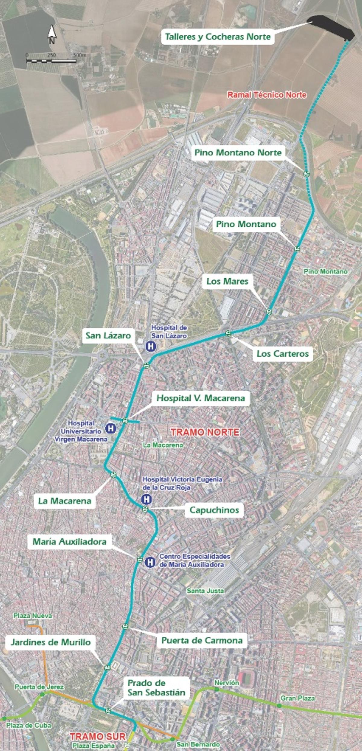 Mapa línea 3 metro Sevilla
