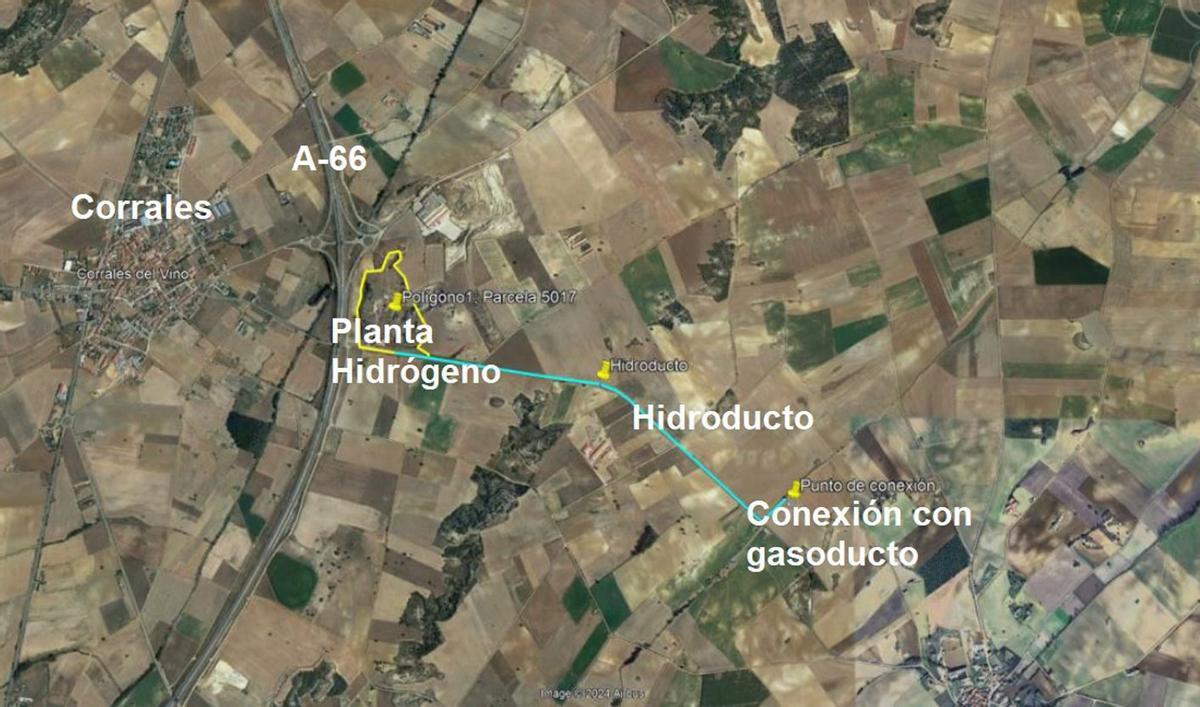 Planta de hidrógeno verde Sexmil, en Corrales, que se abastecerá de dos plantas fotovoltaicas y una eólica. | J.N.