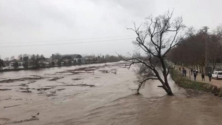 Imatge del Fluvià desbordat a Sant Pere Pescador