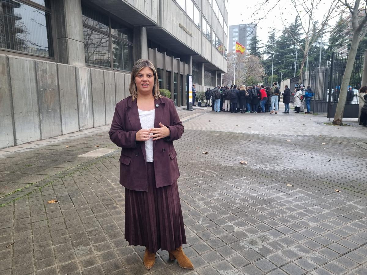 Gimena Llamedo, este miércoles en Madrid, antes de entrar al Consejo de Política Fiscal y Financiera