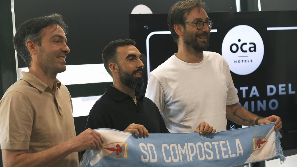 Borja Yebra, Carlos de Lerma y Miguel Fernández en el acto de presentación del nuevo técnico.