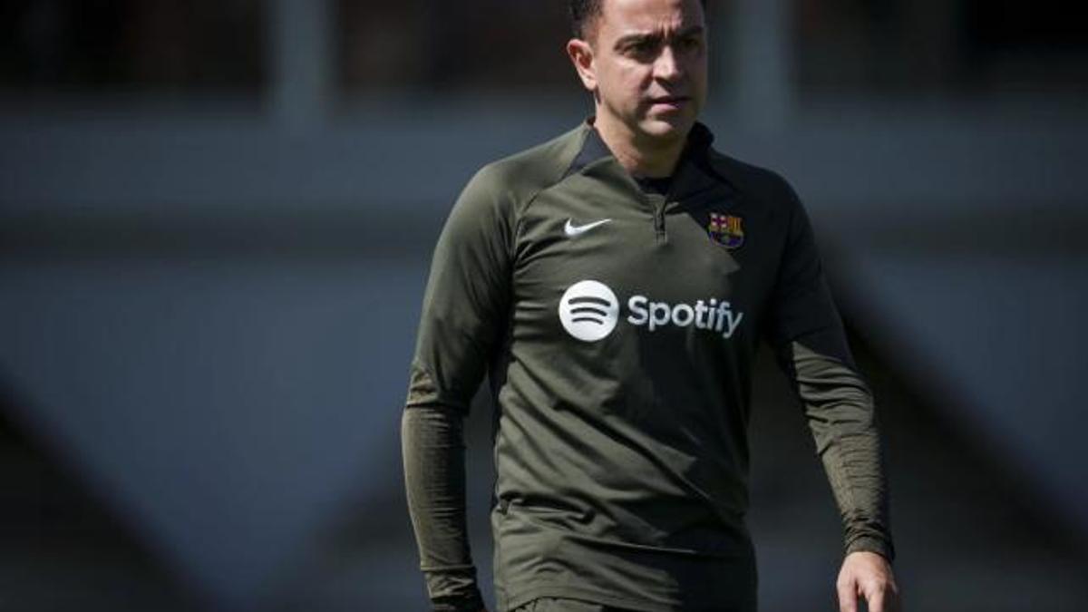 Xavi, en el entrenamiento del Barça previo al viaje a Cádiz.