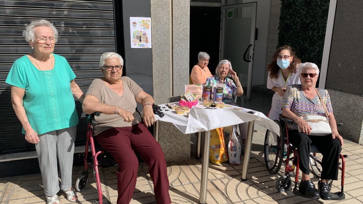 El 'batallón de abuelas perrunas' recogiendo alimentos a pie de calle.