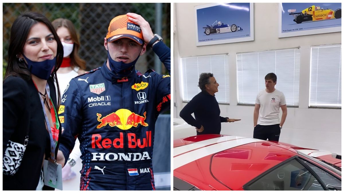 Max Verstappen con su pareja, Kelly Piquet, y con su suegro, el excampeón Nelson Piquet.