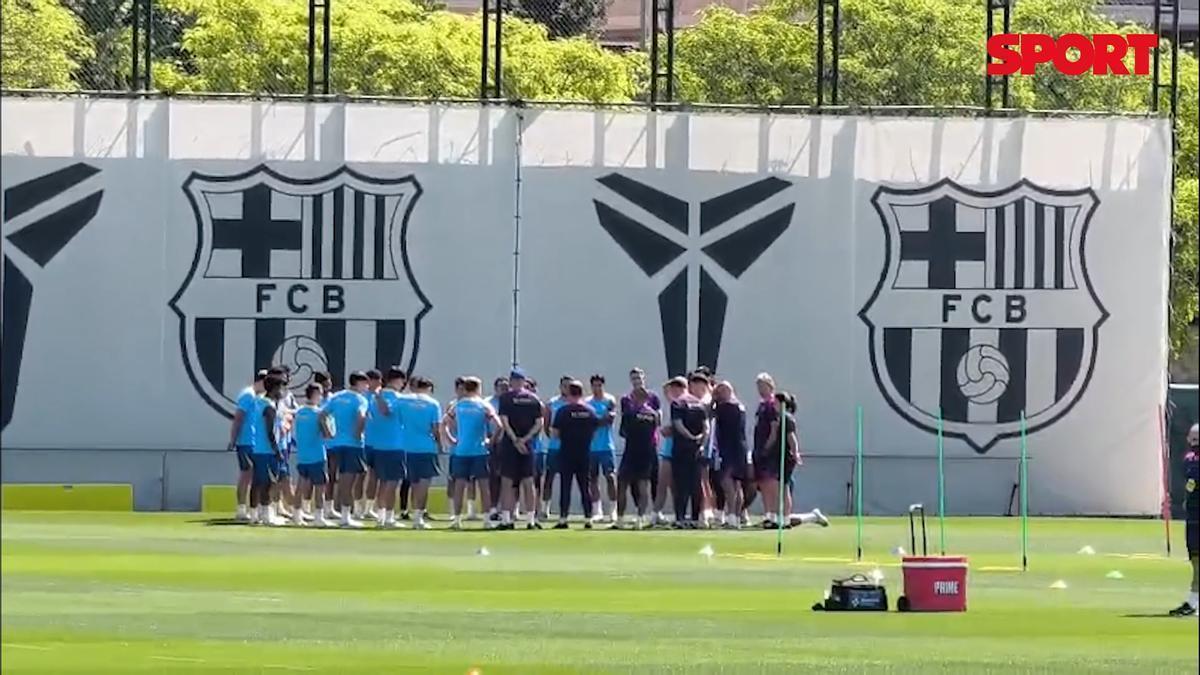 Entrenamiento en la Ciutat Esportiva para preparar el último encuentro liguero de la temporada