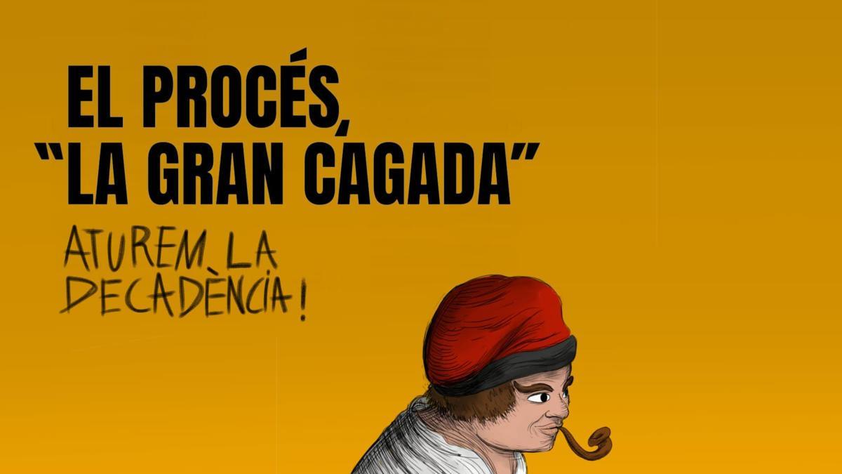 Cartell de SCC amb un caganer gegant per denunciar que el procés és «la gran cagada»