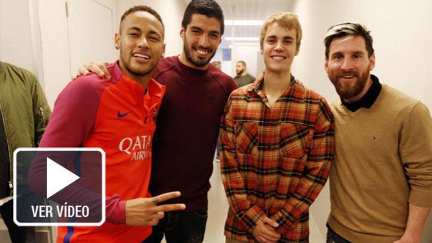 Justin Bieber, con las estrellas del Barcelona