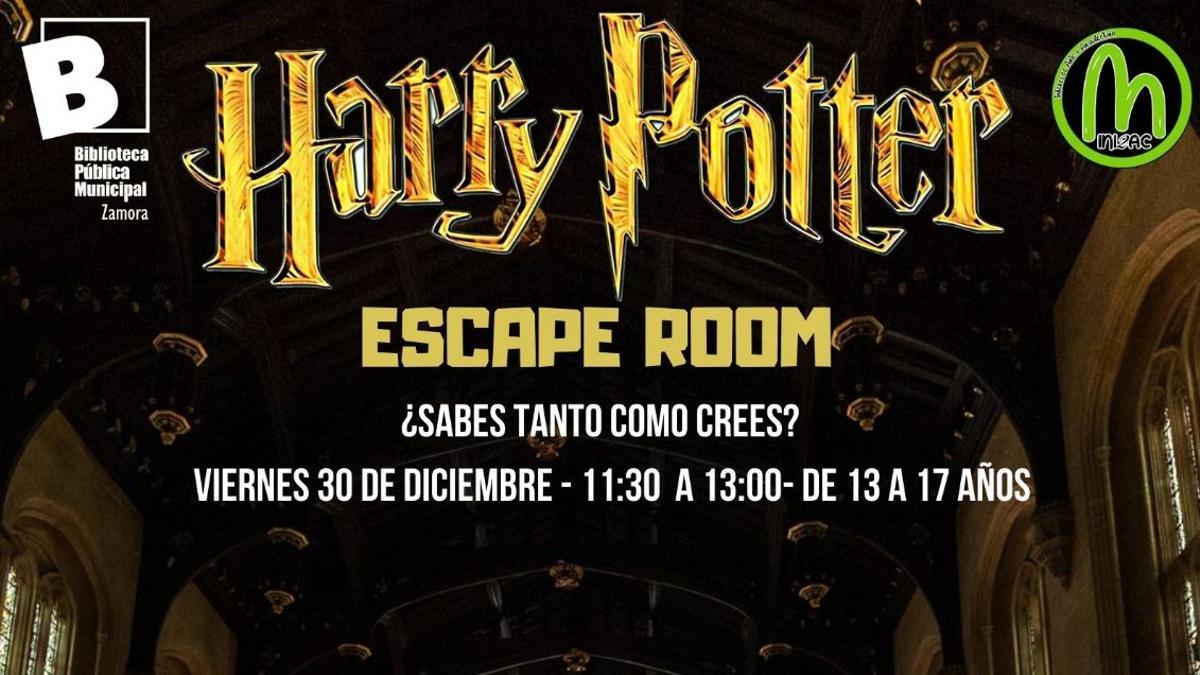 Cartel Escape Room de Harry Potter.