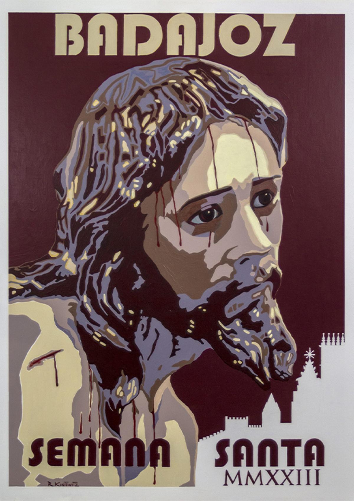 Cartel anunciador de la Semana Santa de Badajoz 2023, de Ricardo Pereira Kantowitz.