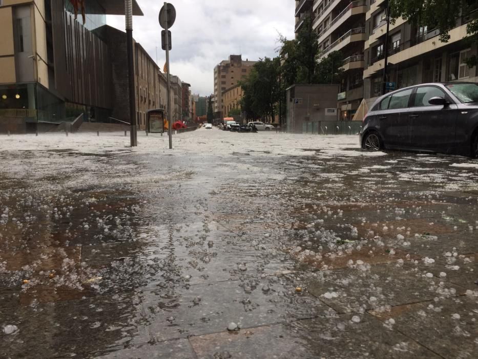 Tromba d'aigua a la ciutat de Girona