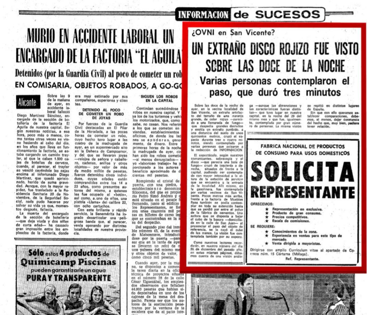 Aquellos dos ovnis vistos en Alicante y San Vicente del Raspeig hace 42 años