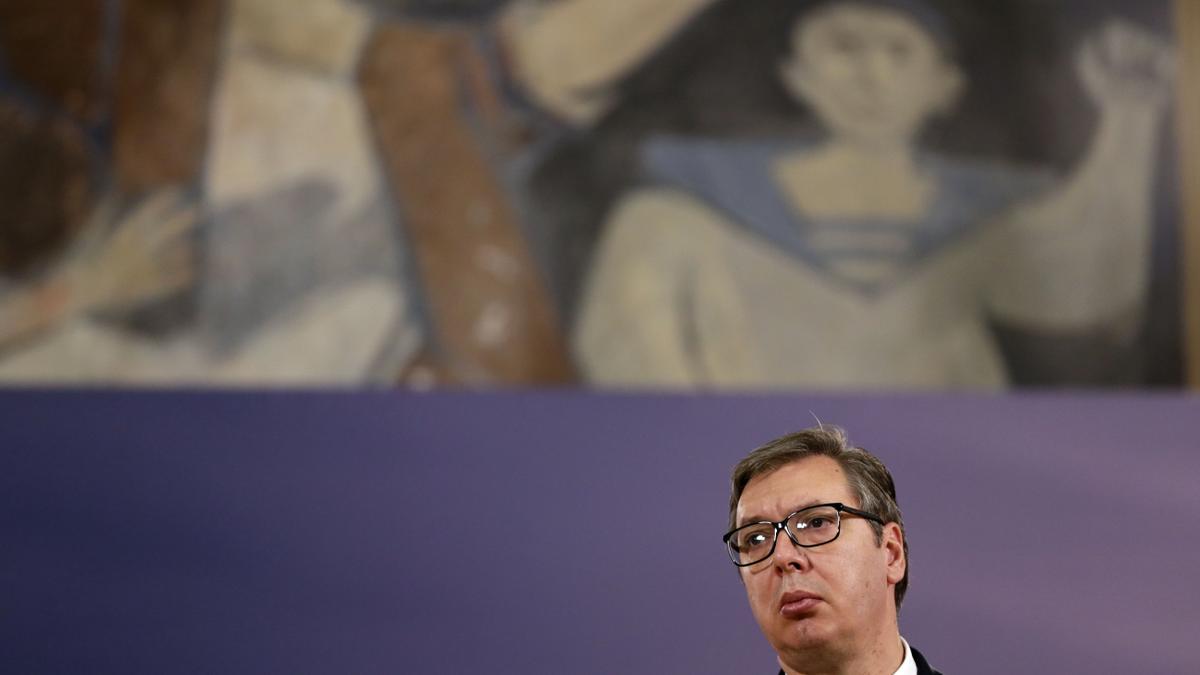 El presidente de Serbia, Aleksandar Vucic, durante una rueda de prensa en Belgrado el pasado mes de mayo.