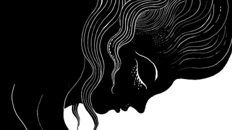Vista de una de las ilustraciones, todas en blanco y negro, que el dibujante Alberto Vázquez ha realizado para la biografía sobre Edgar Allan Poe que Jordi Sierra i Fabra ha escrito con con motivo del bicentenario del nacimiento del creador de la novela policíaca y el cuento moderno, que se conmemora hoy.