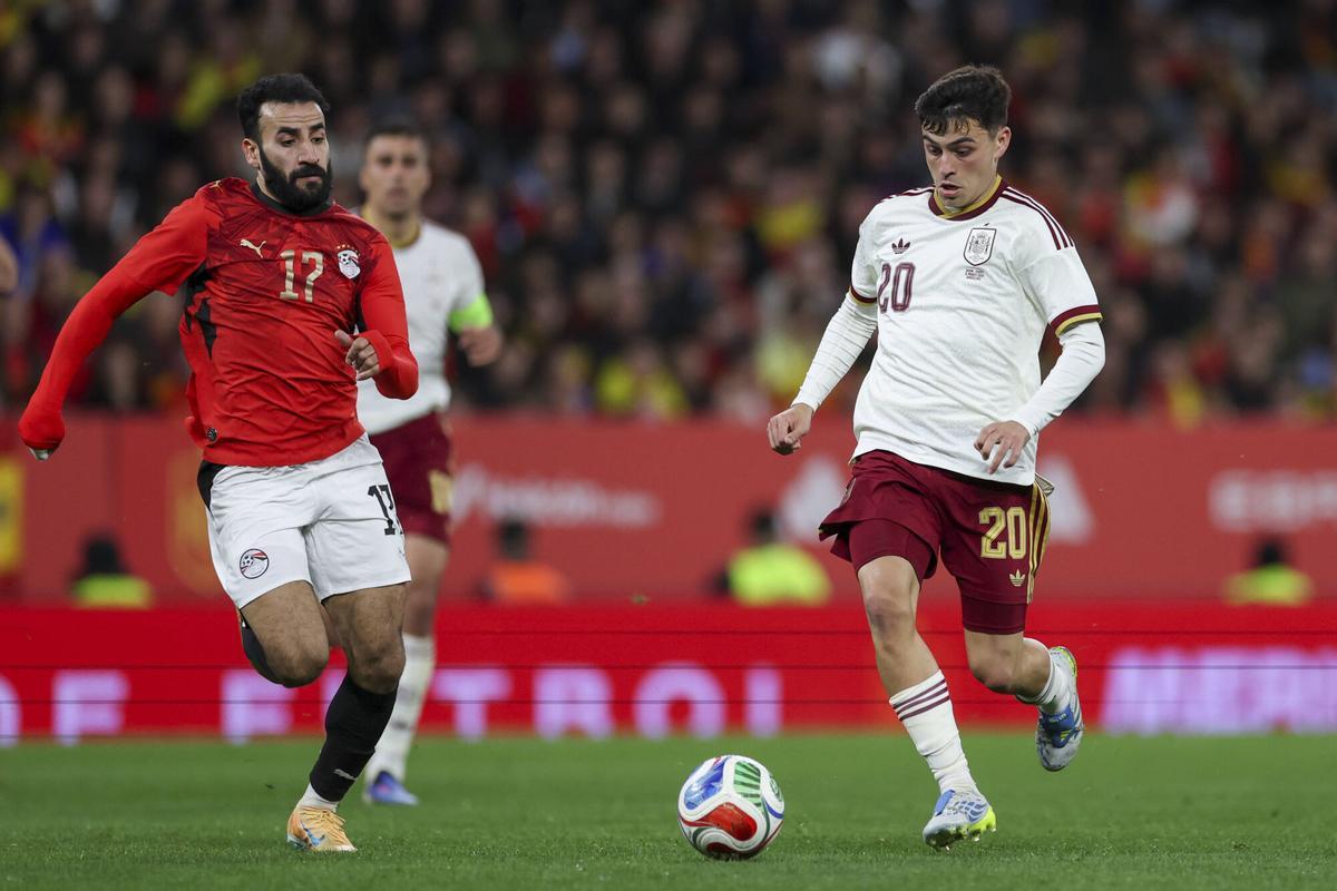 Pedri, en el partido ante Egipto