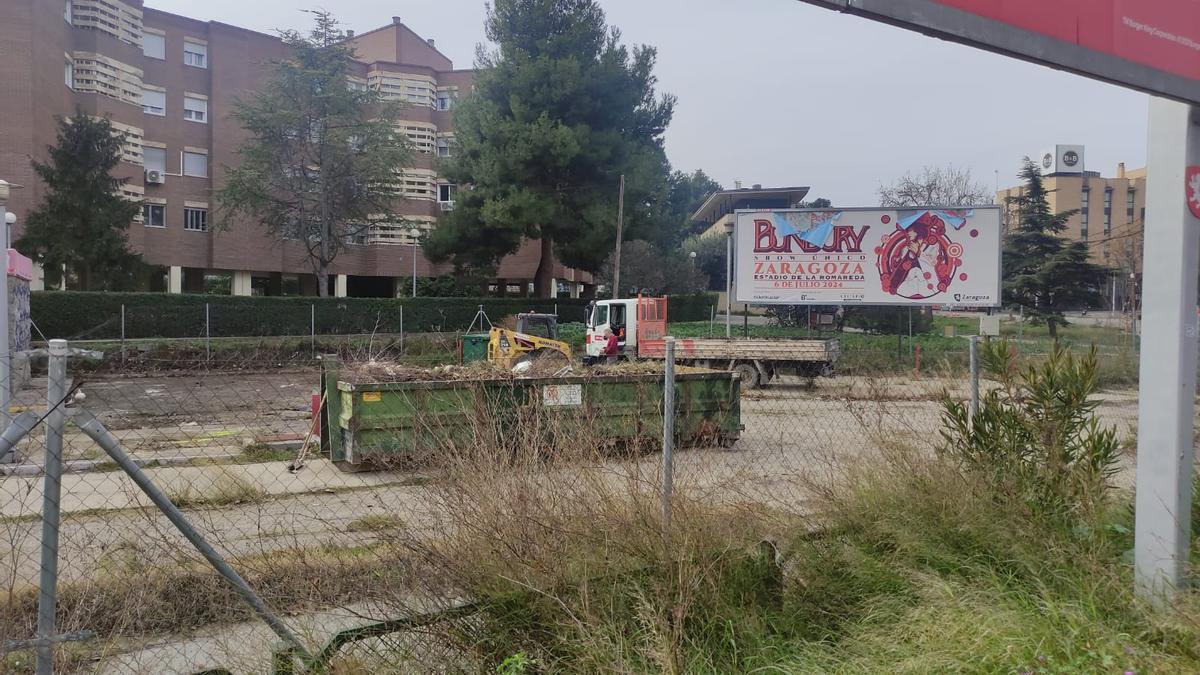 En la limpieza se ha llenado un contenedor de obra de la basura y los restos vegetales que se han retirado del solar.