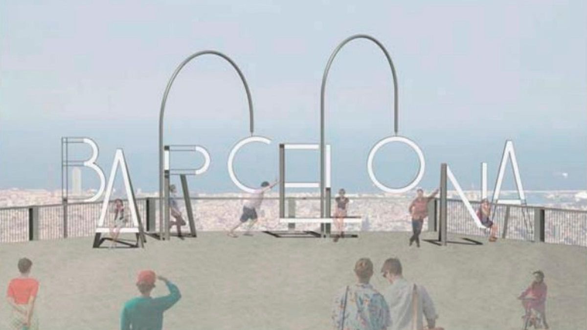Recreación de las letras de la ciudad que se colocarán en el mirador del parque de atracciones del Tibidabo.