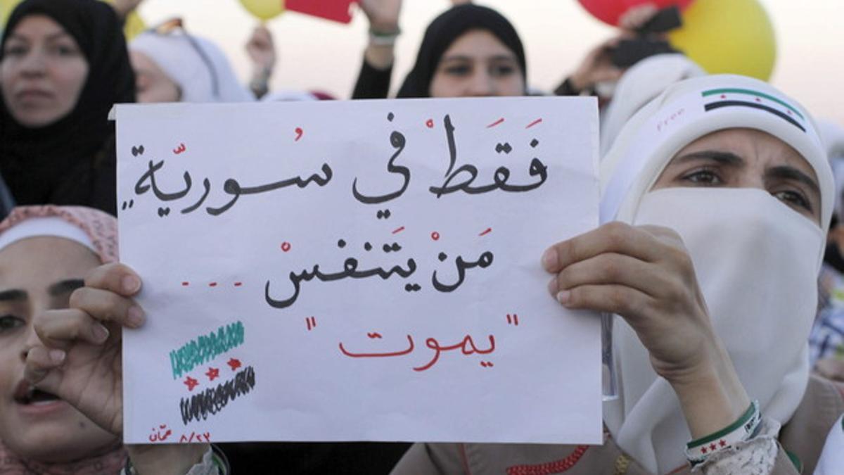 Protesta en Jordania contra el régimen Sirio.