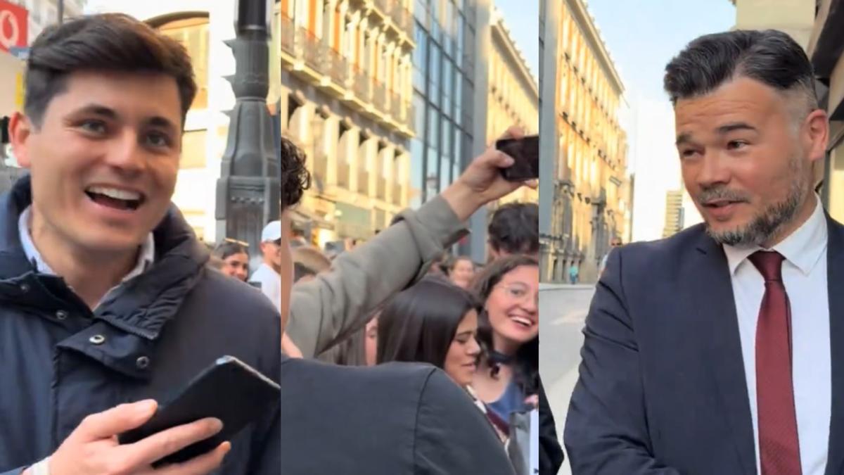 Vito Quiles y Gabriel Rufián protagonizan su conversación habitual en la salida del Congreso